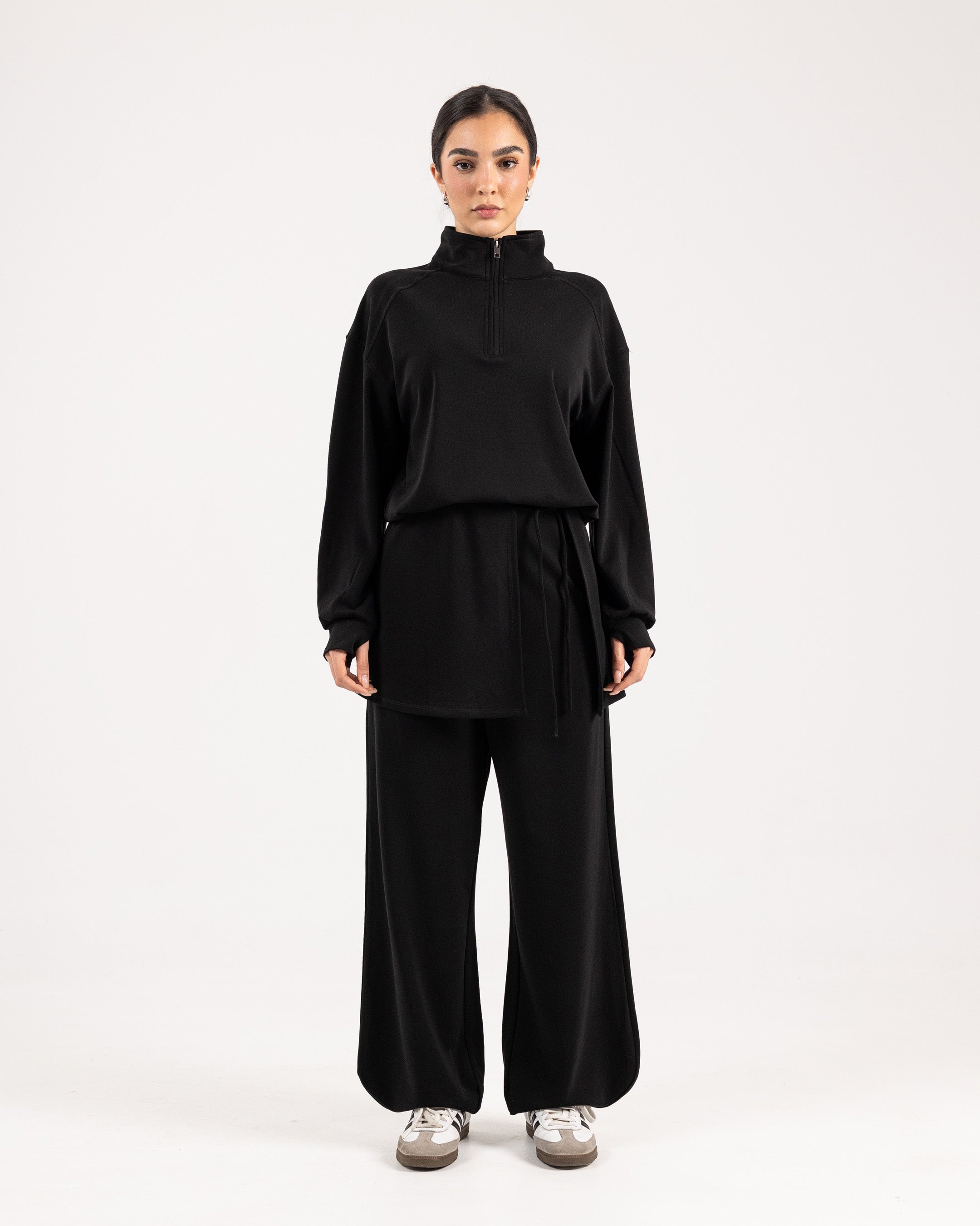 بنطال رياضي ملفوف - أسود