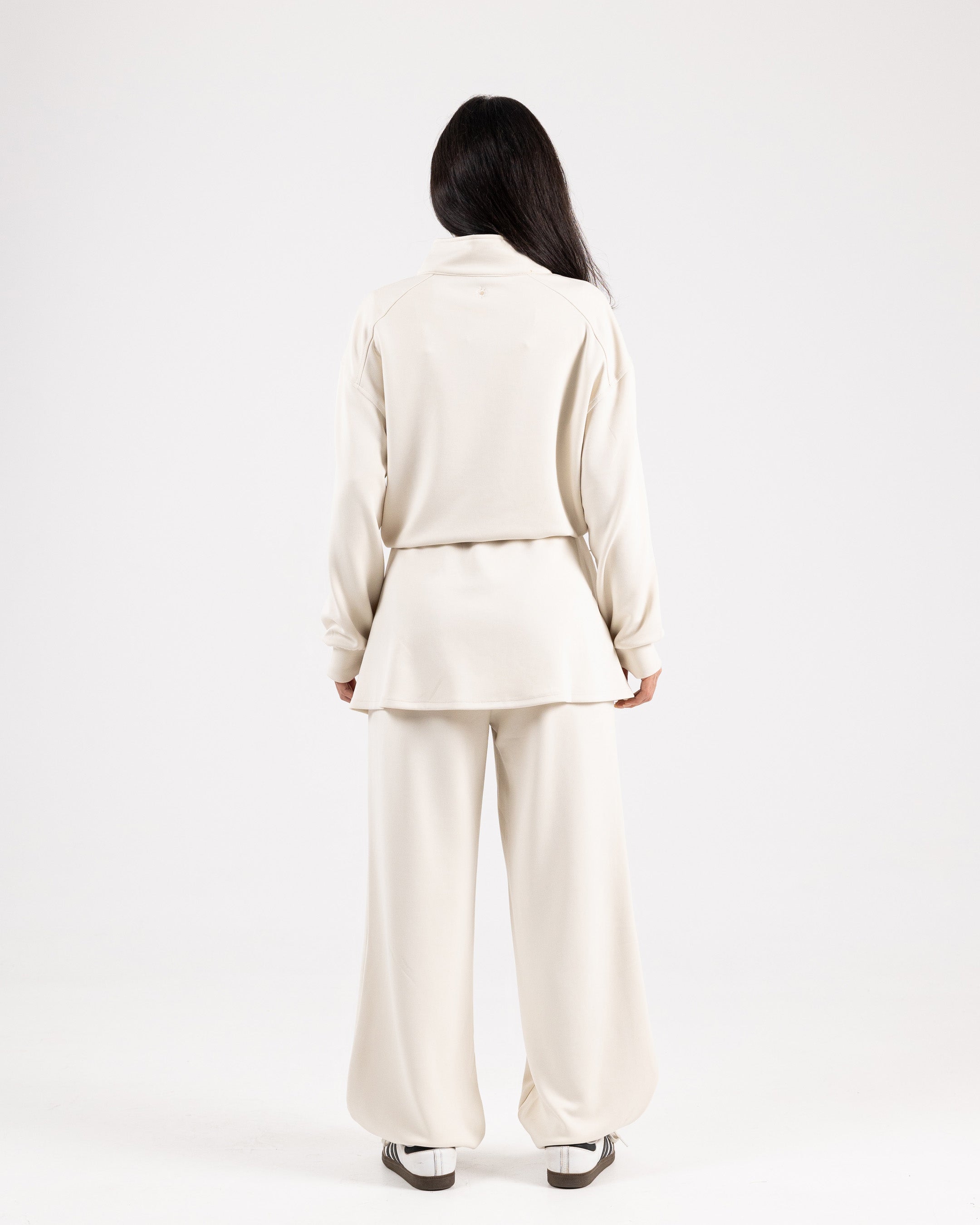 Adjustable Half-Zip Sweatshirt - Vanilla | MAYOO MENA
