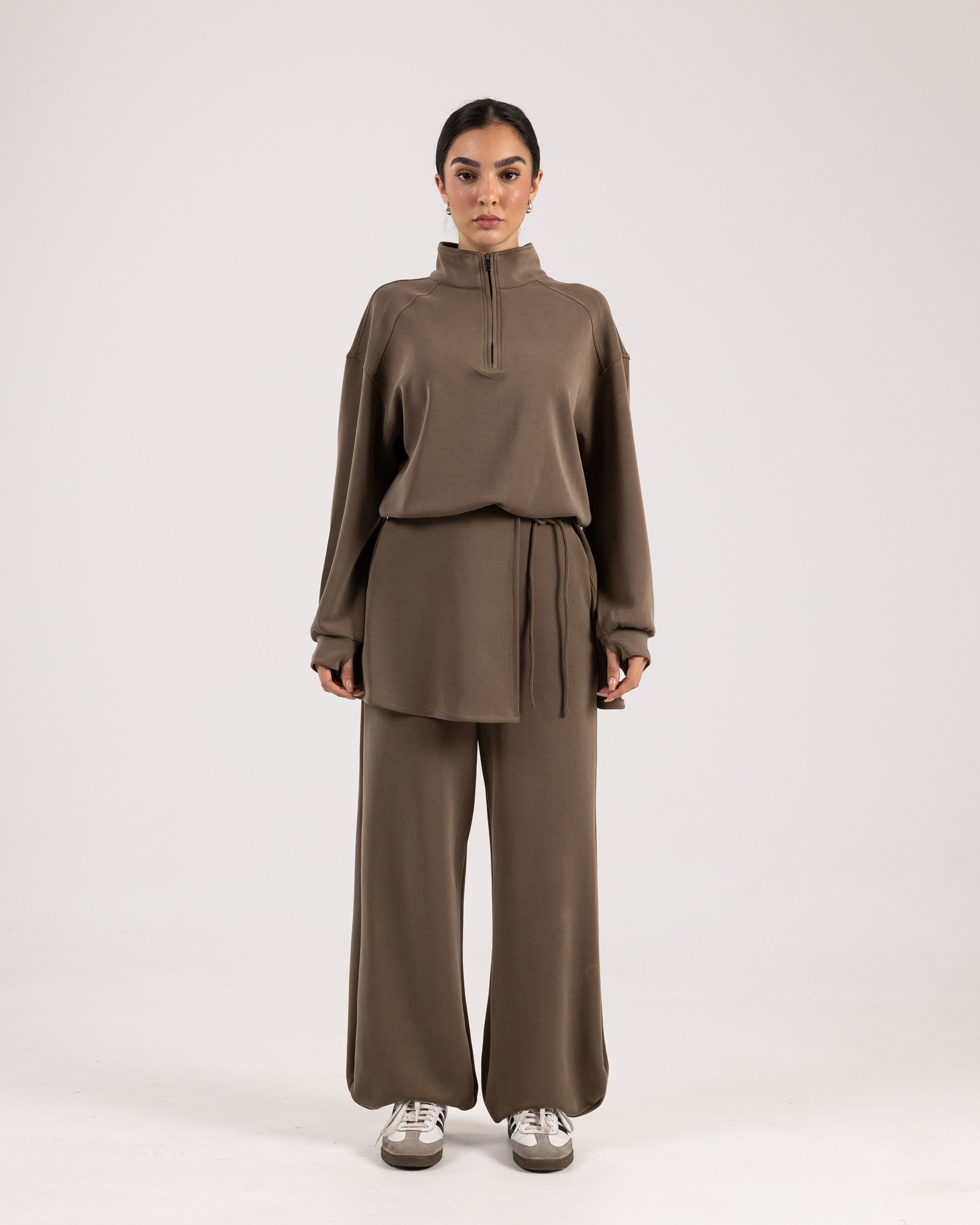 Wrap-Over Sweatpants - Saddle Brown